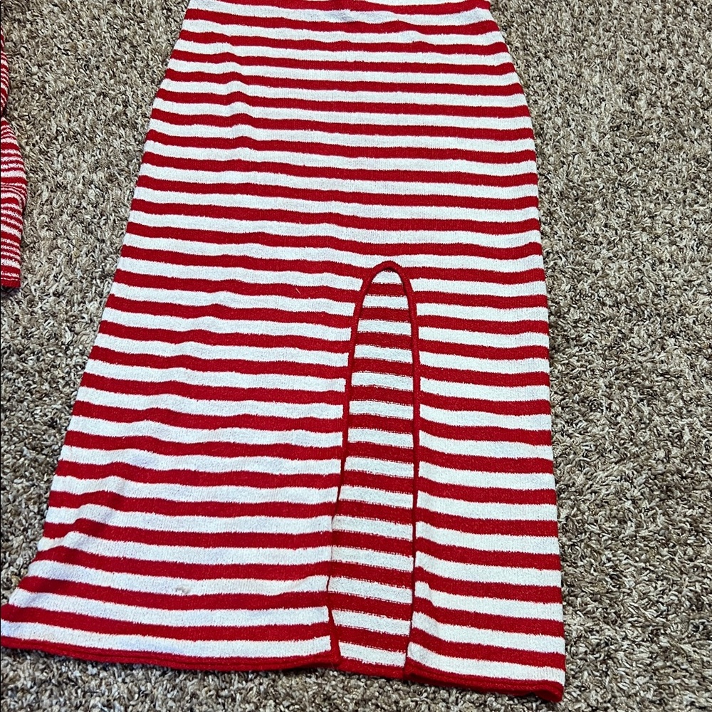 FP beach 3 piece Red and White Striped Knit Set - Picture 4 of 5